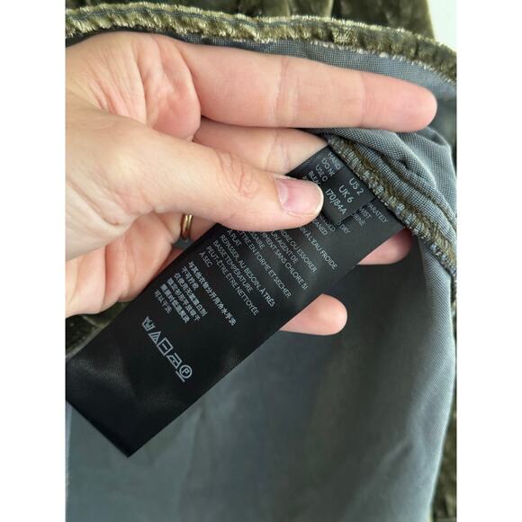 MAEVE Anthropologie Karina Velvet Holly Green Button Up Shirt Size 6 - Picture 5 of 6